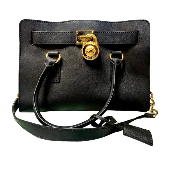 🖤 Michael Kors Hamilton Saffiano Leather Satchel - Black 🖤 - Picture 1 of 11